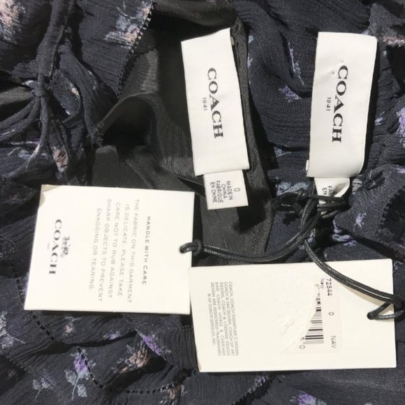 Gorgeous Coach Navy Summer Scattered Rose Print Pleated Maxi Dress - NWT - Picture 5 of 5